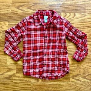 Carter’s Kid Boys Size 6 6A Button Up Long Sleeve Shirt Red Plaid Flannel EUC!